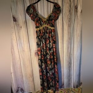 Floral Black and Red Women's Dress